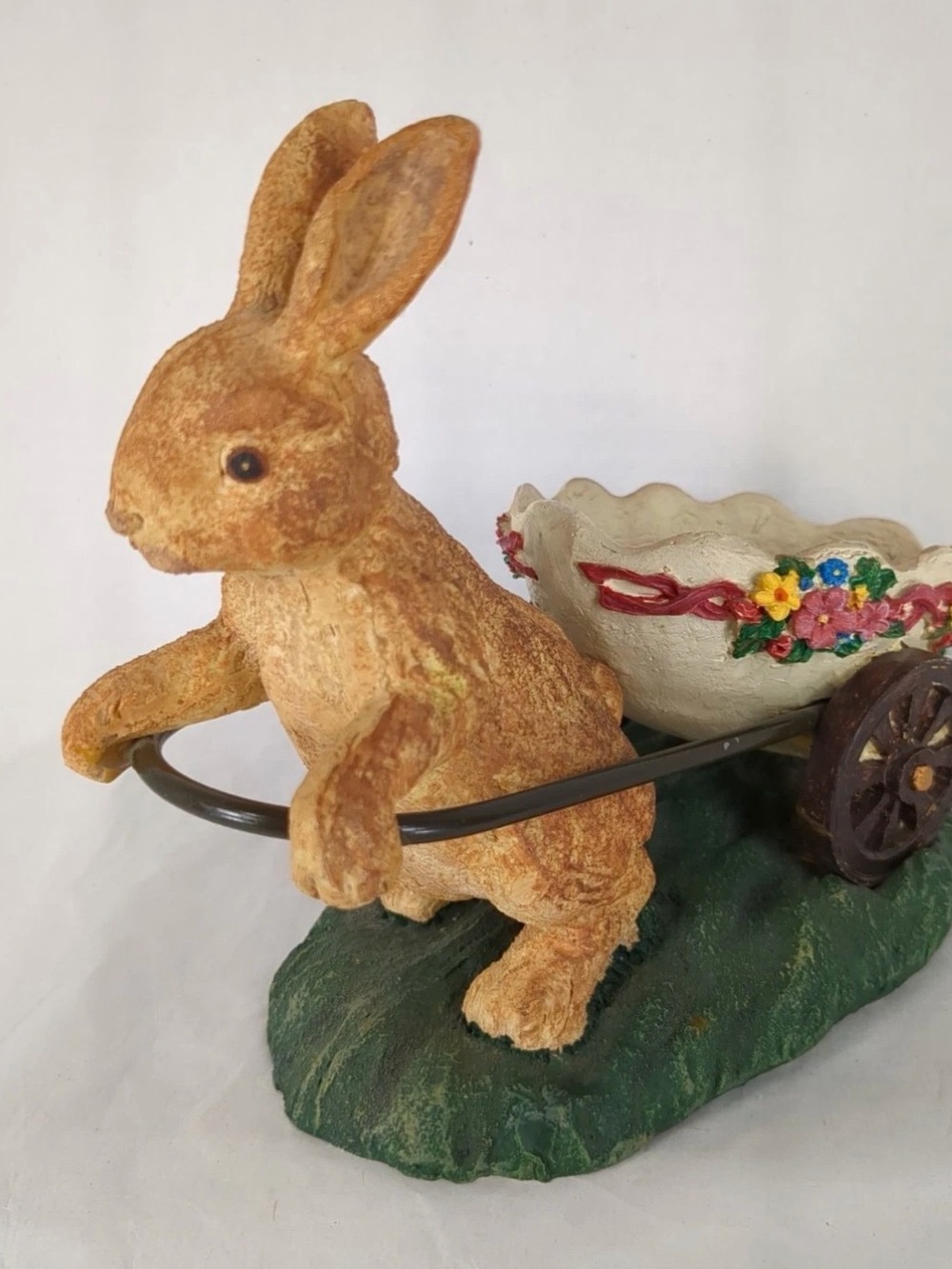 Russ Berrie and Co. Collectible Bunny & Cart Figurine- Easter and Nursery Ready